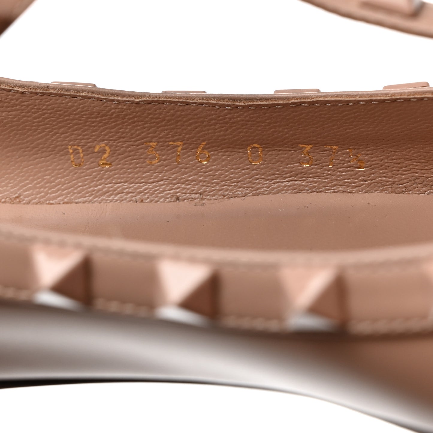 Callfskin Lacquered Monochrome Rockstud Cage Ballerina Flats 37.5 Poudre