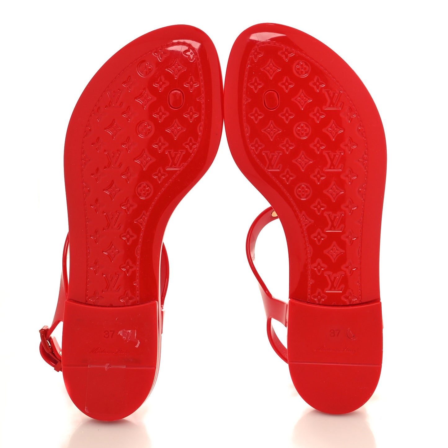 Rubber Bikini Thong Flat Sandals 37 Red