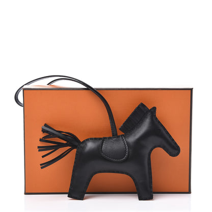 Hermes Milo Lambskin Grigri Rodeo Horse Bag Charm MM So Black 4 of 4