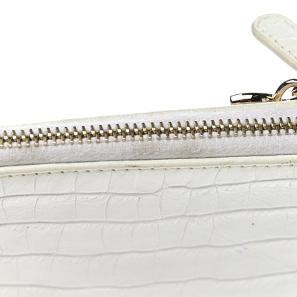 Chanel Calfskin Crocodile Embossed Cocodile Cosmetic Case White Gold 8 of 11
