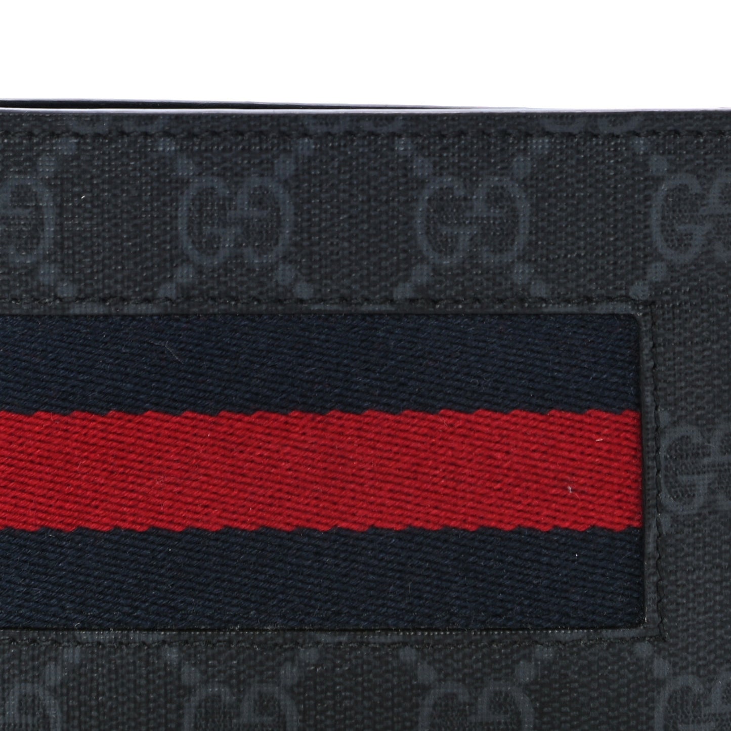 GG Supreme Monogram Selleria Calfskin Web New Web Bi-Fold Wallet Black