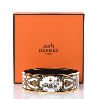 Hermes Enamel Printed Wide Grand Apparat Bracelet 70 White 6 of 6