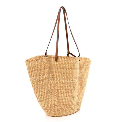 Loewe Raffia Calfskin Shell Basket Tote Natural Beige 3 of 10