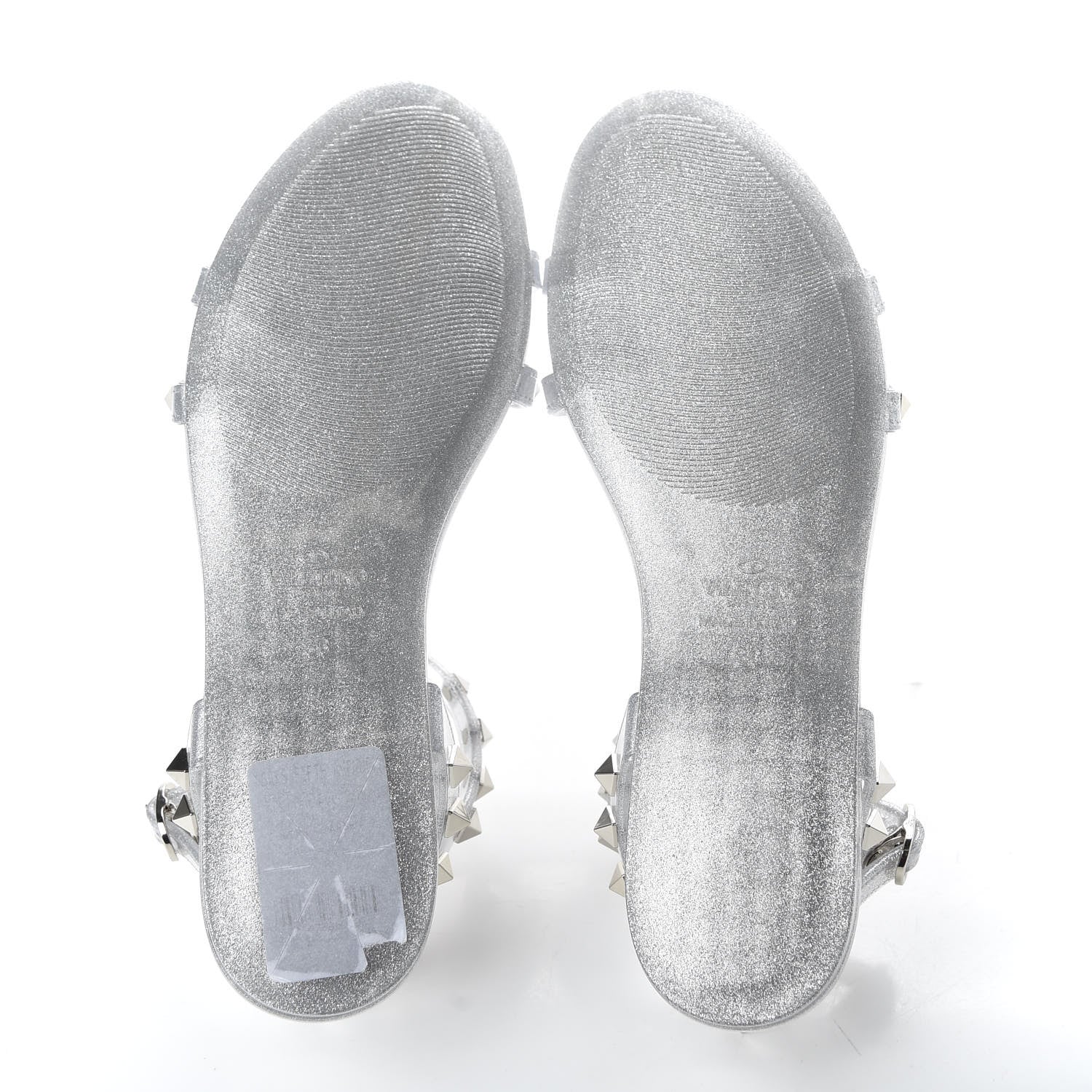 Valentino Garavani PVC Jelly Glitter Rockstud Caged Sandals 36 SIlver 5 of 9