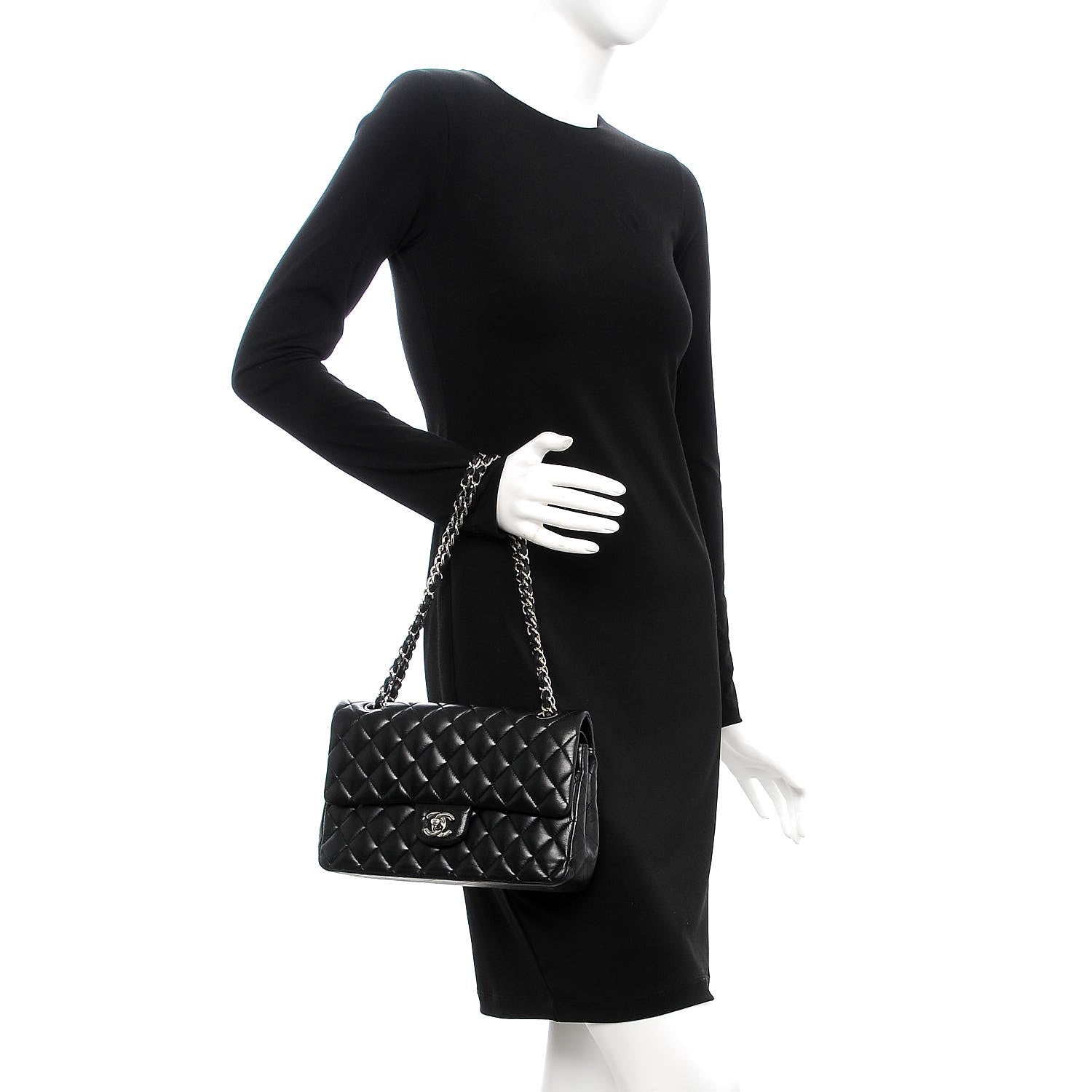 Chanel Lambskin Quilted Medium Double Flap Black 3 of 10