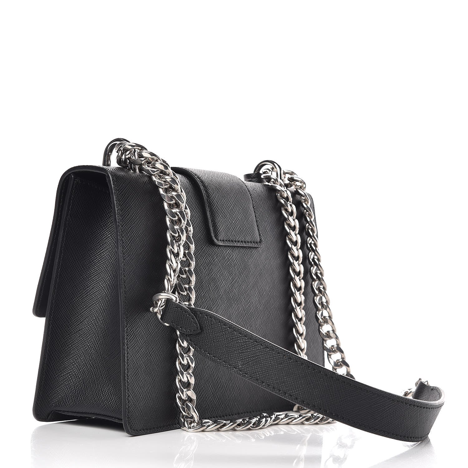Prada Saffiano Pattina Crossbody Bag Black 3 of 9