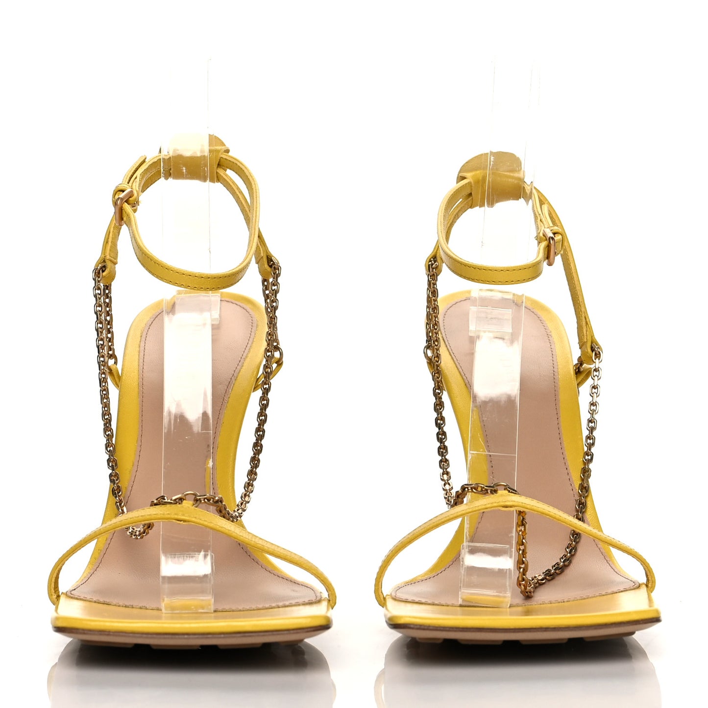 Lambskin Stretch Chain Strap 90mm Sandals 40 Buttercup