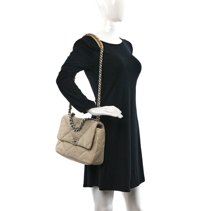 Chanel Lambskin Quilted Large Chanel 19 Flap Beige 2 of 10