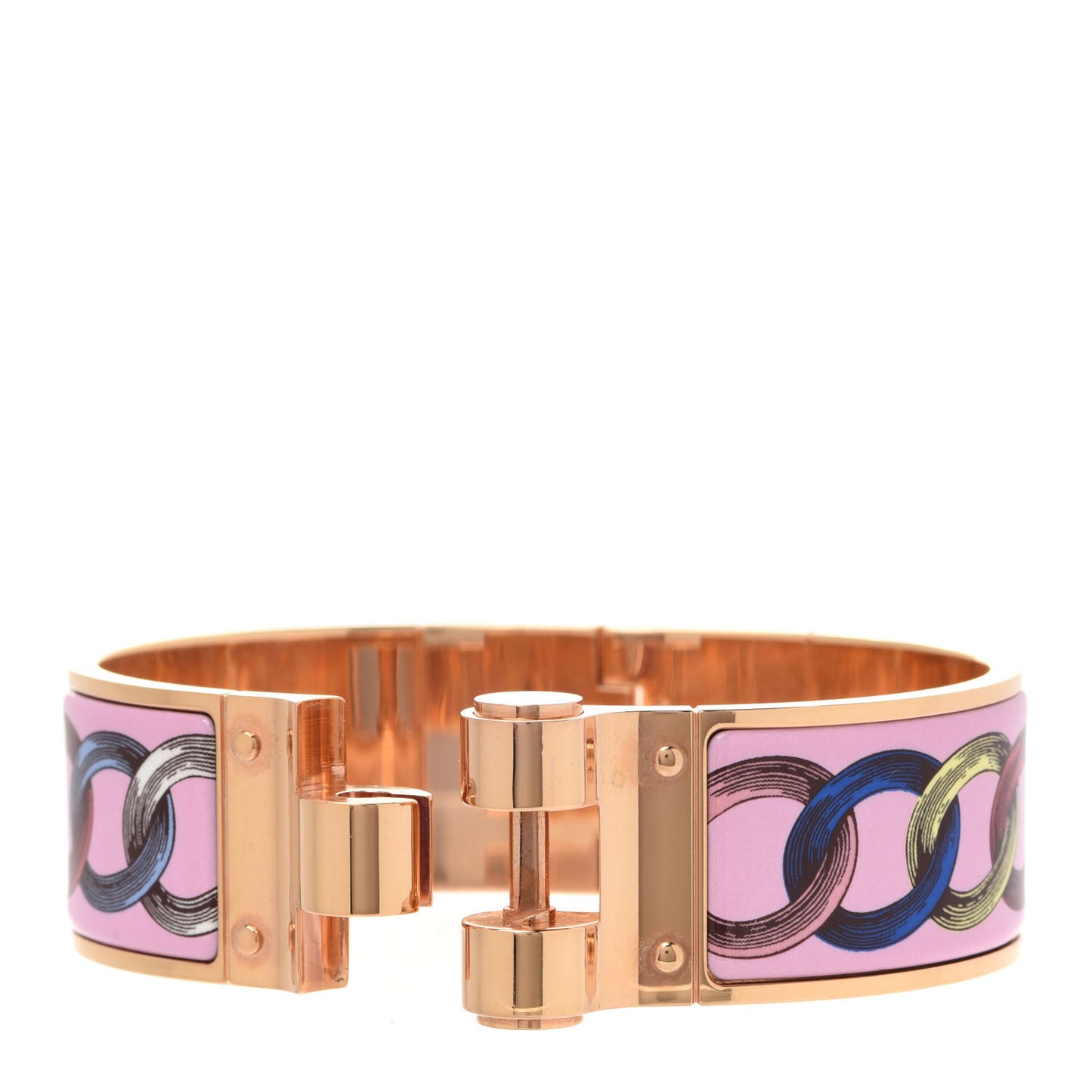 Enamel Printed Wide Les Chaines Hinged Bracelet L