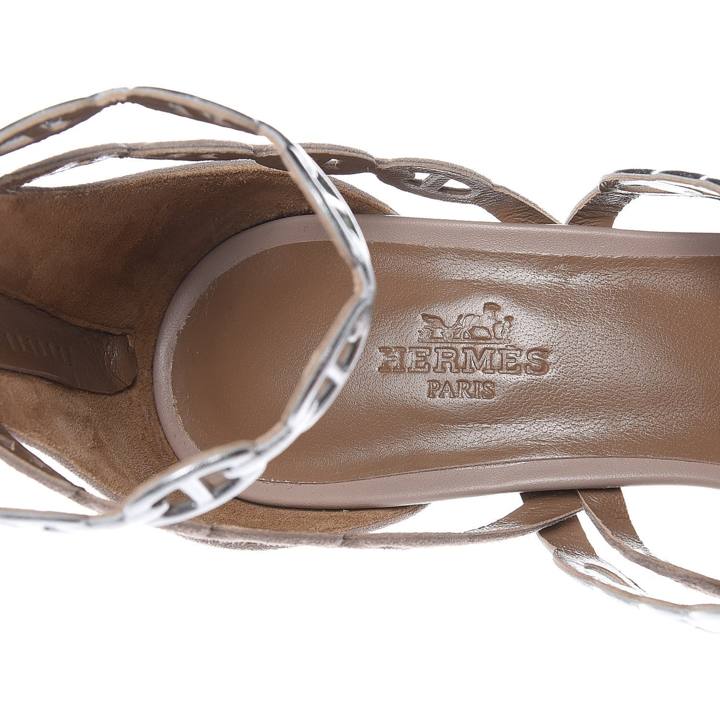 Goatskin Suede Romy Sandals 38 Beige Argent