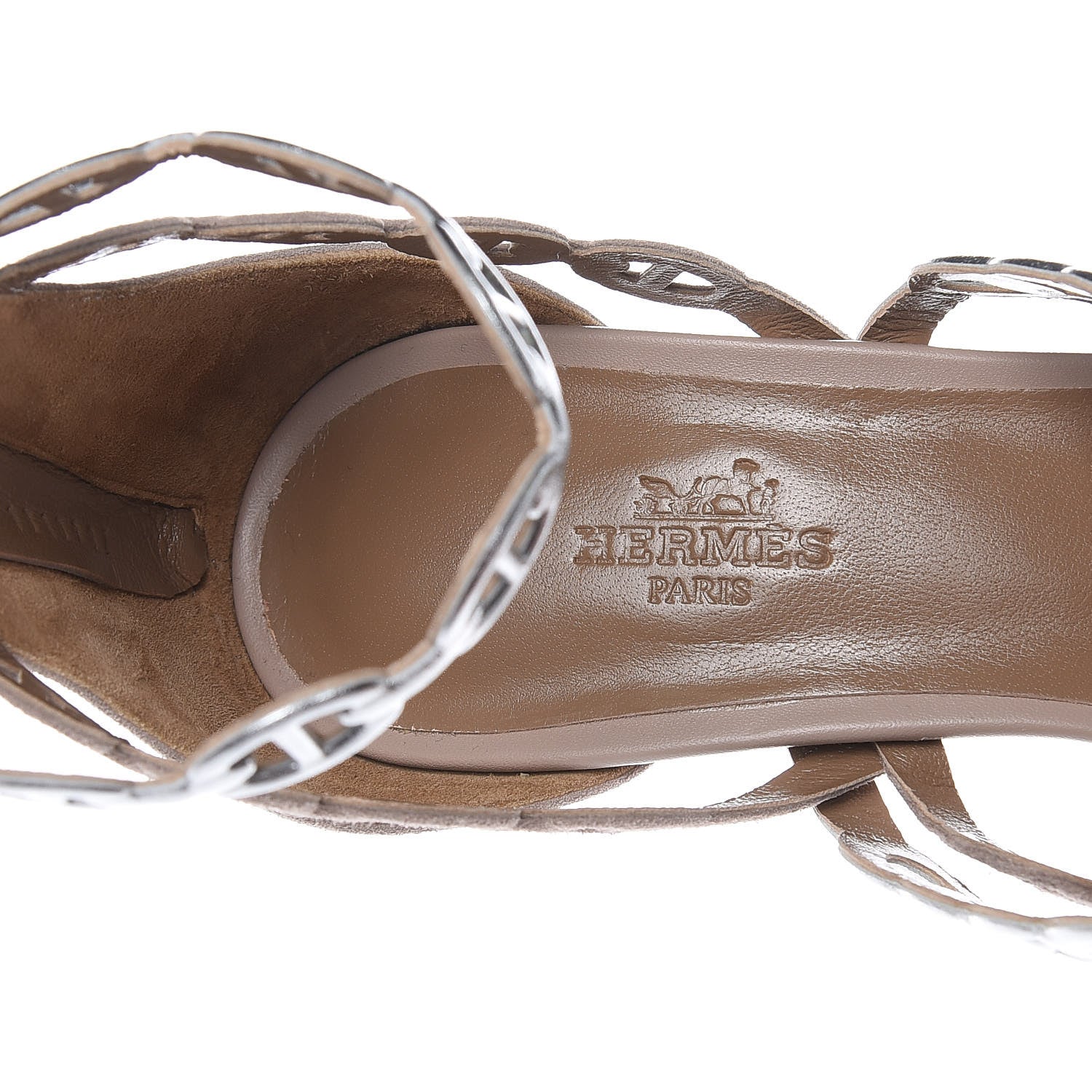 Hermes Goatskin Suede Romy Sandals 38 Beige Argent 6 of 11