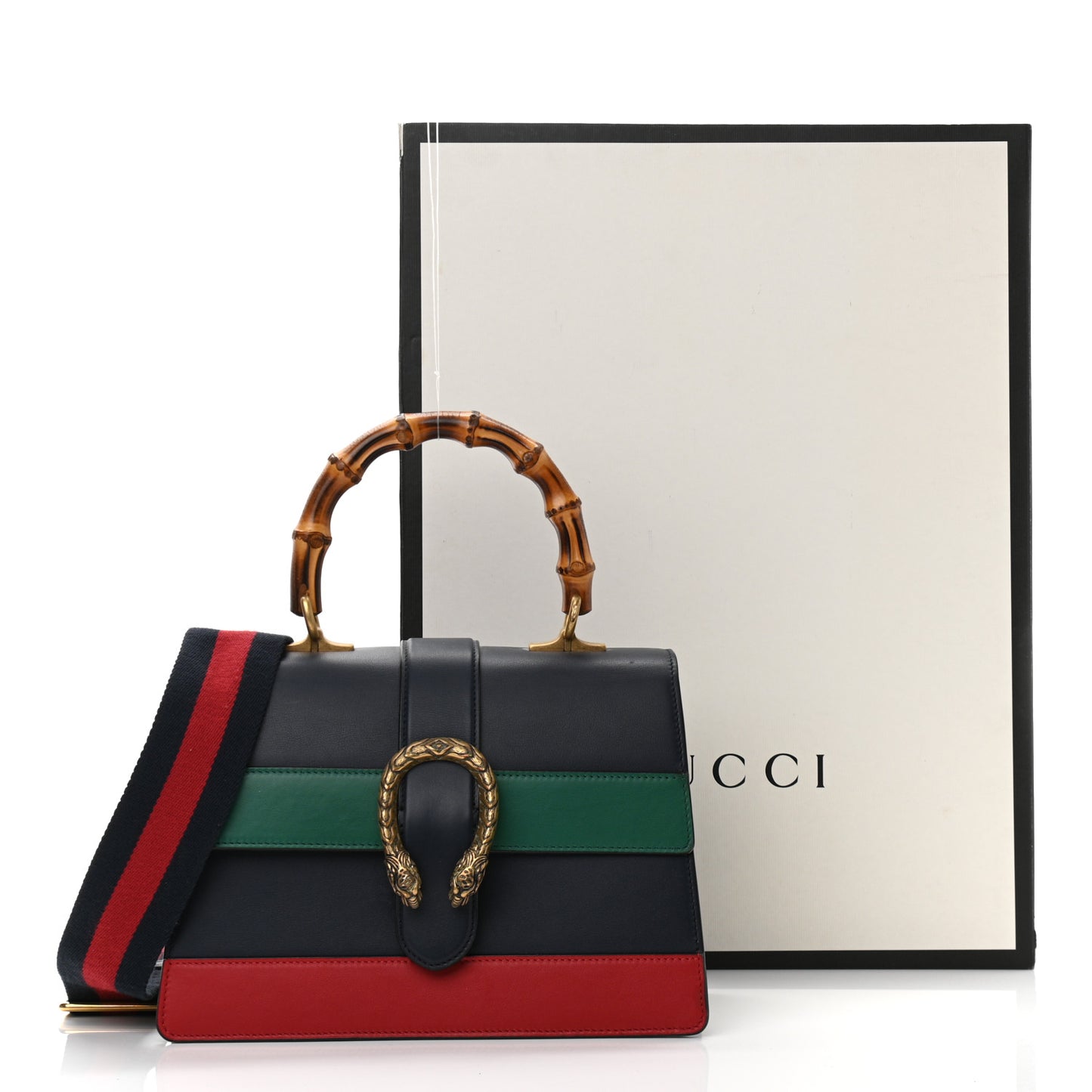 Moon Calfskin Bamboo Web Medium Dionysus Top Handle Bag Blue Emerald Hibiscus Red