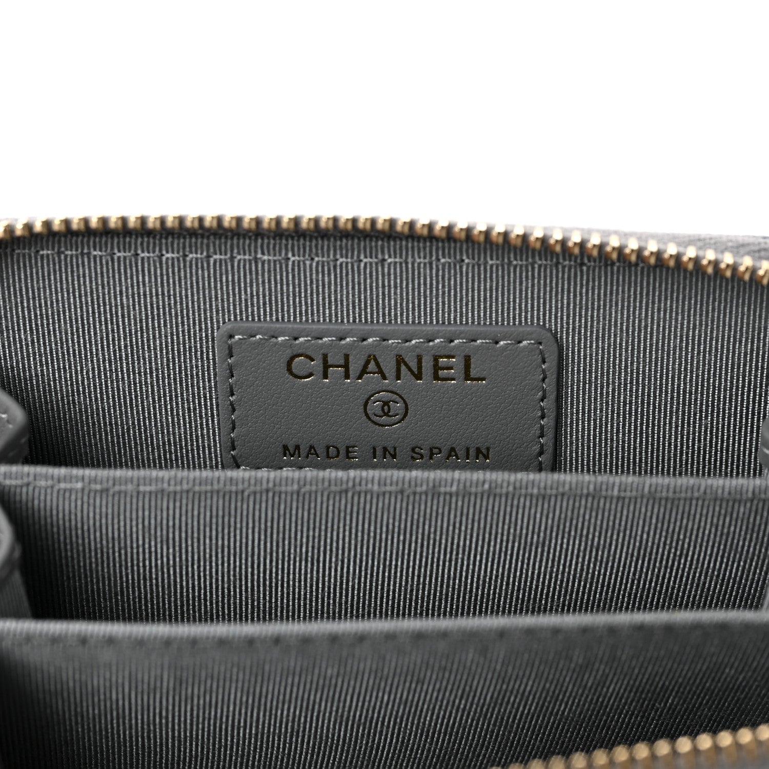 Chanel Caviar Quilted Zip Coin Purse Grey 6 of 10