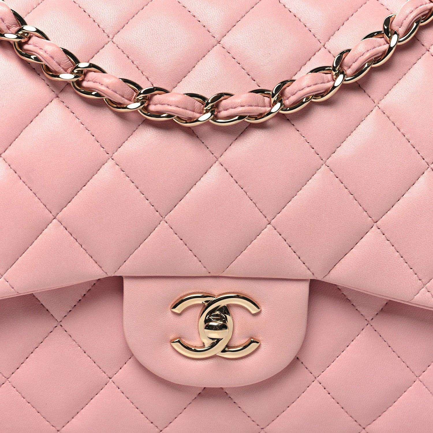 Chanel Lambskin Quilted Jumbo Double Flap Light Pink 8 of 11