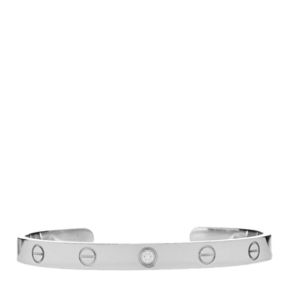 Cartier 18K White Gold 1 Diamond LOVE Cuff Bracelet 17 1 of 4