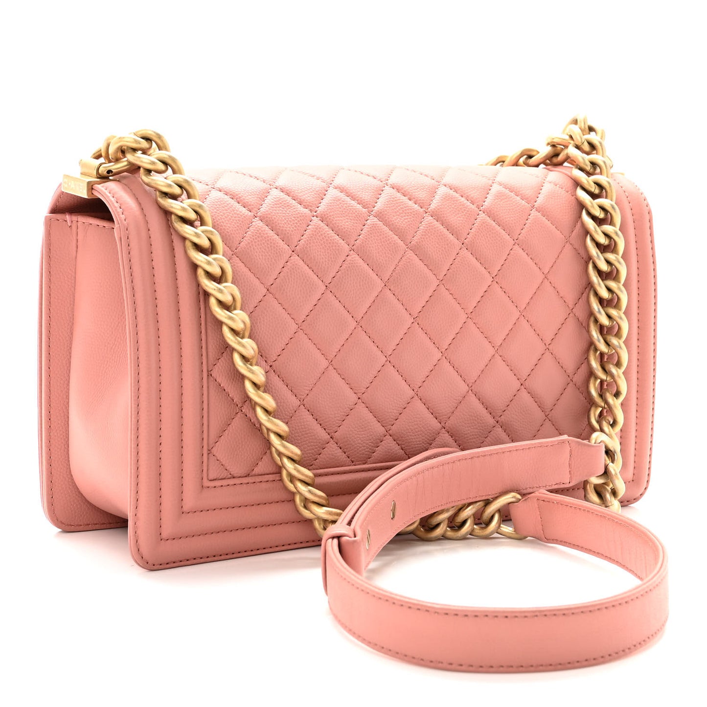 Caviar Quilted Medium Boy Flap Light Pink