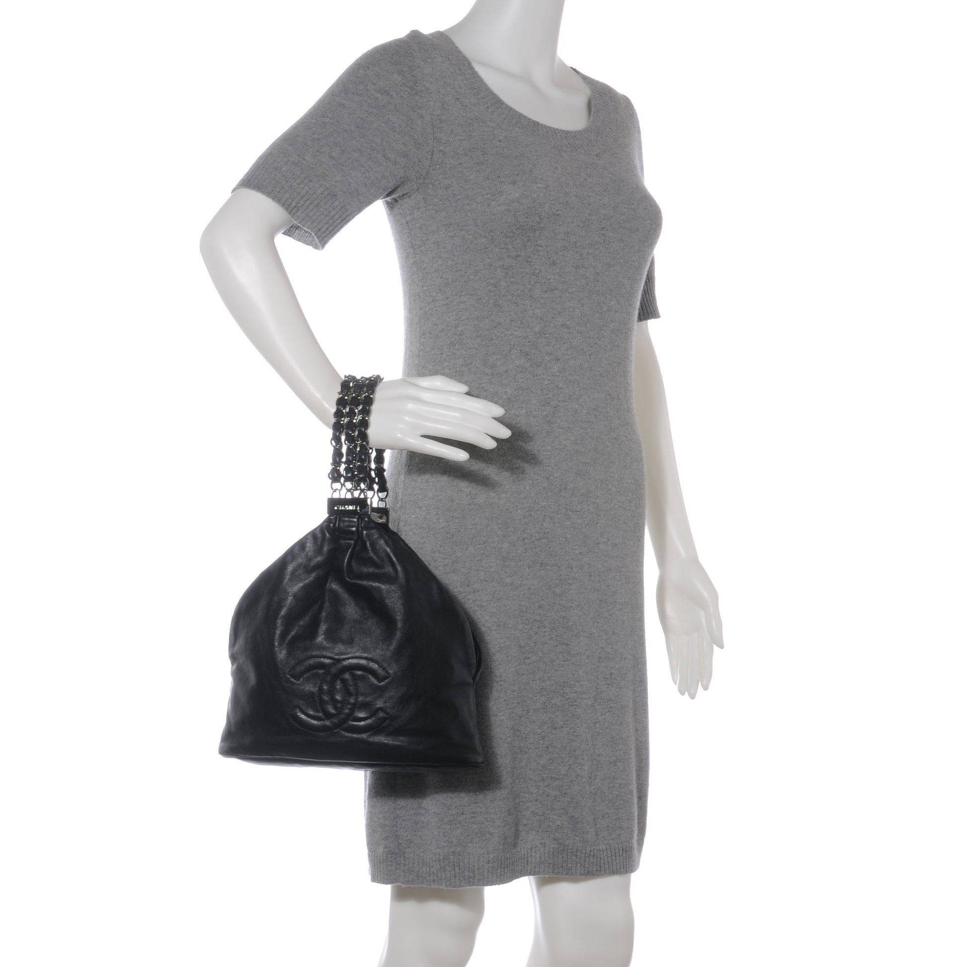 Chanel Lambskin Mini Rock and Chain Hobo Black 2 of 8