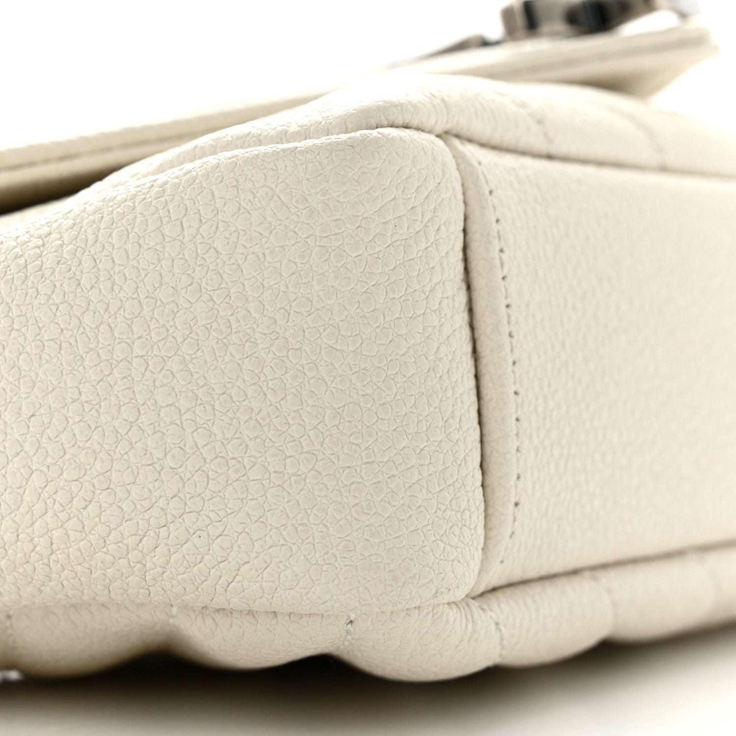 Saint Laurent Grained Calfskin Matelassé Chevron Monogram Classic Baby Chain Bag White 9 of 12