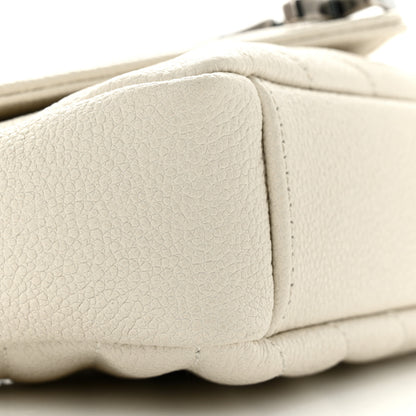 Saint Laurent Grained Calfskin Matelassé Chevron Monogram Classic Baby Chain Bag White 9 of 12