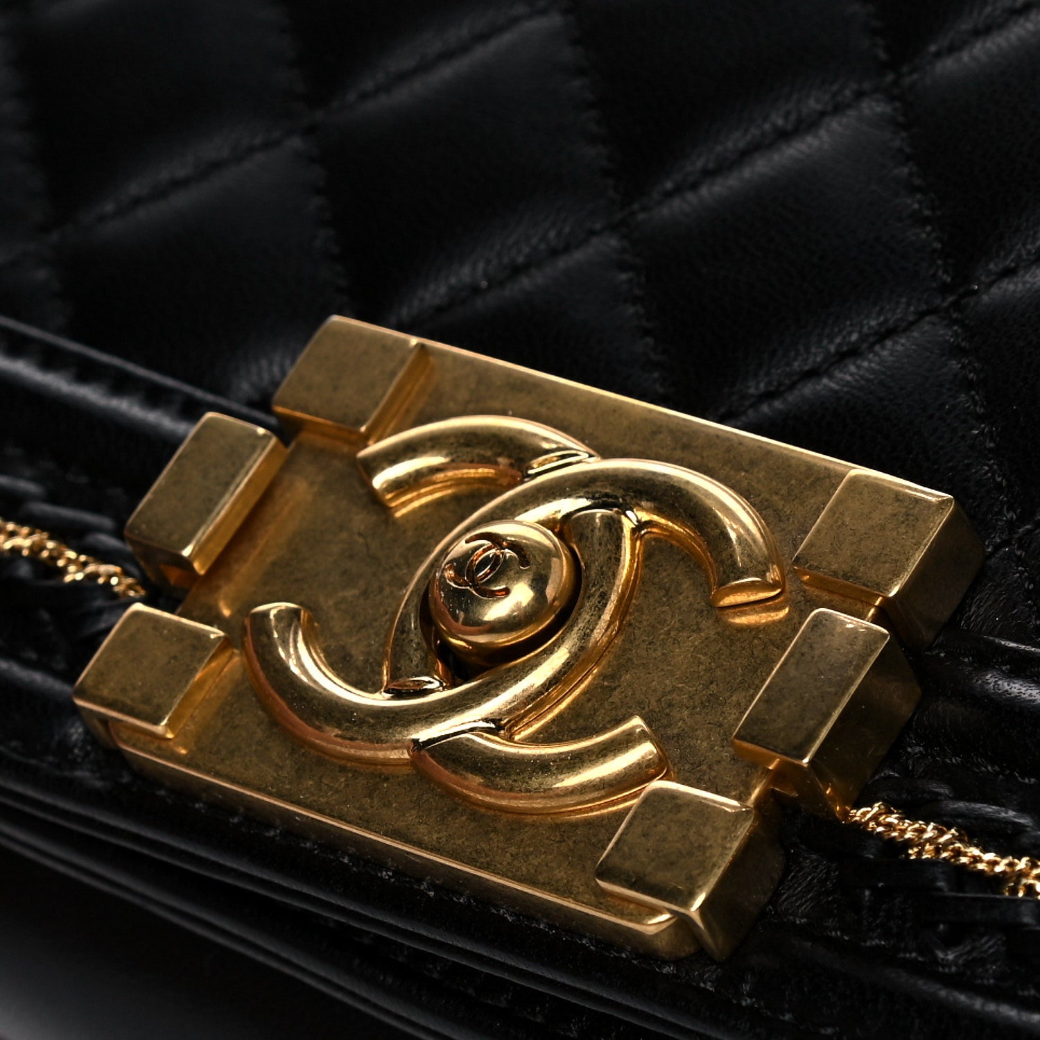 Chanel Lambskin Quilted Small Chain Detail Boy Flap Black 10 of 16
