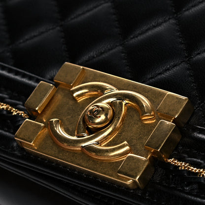 Chanel Lambskin Quilted Small Chain Detail Boy Flap Black 10 of 16