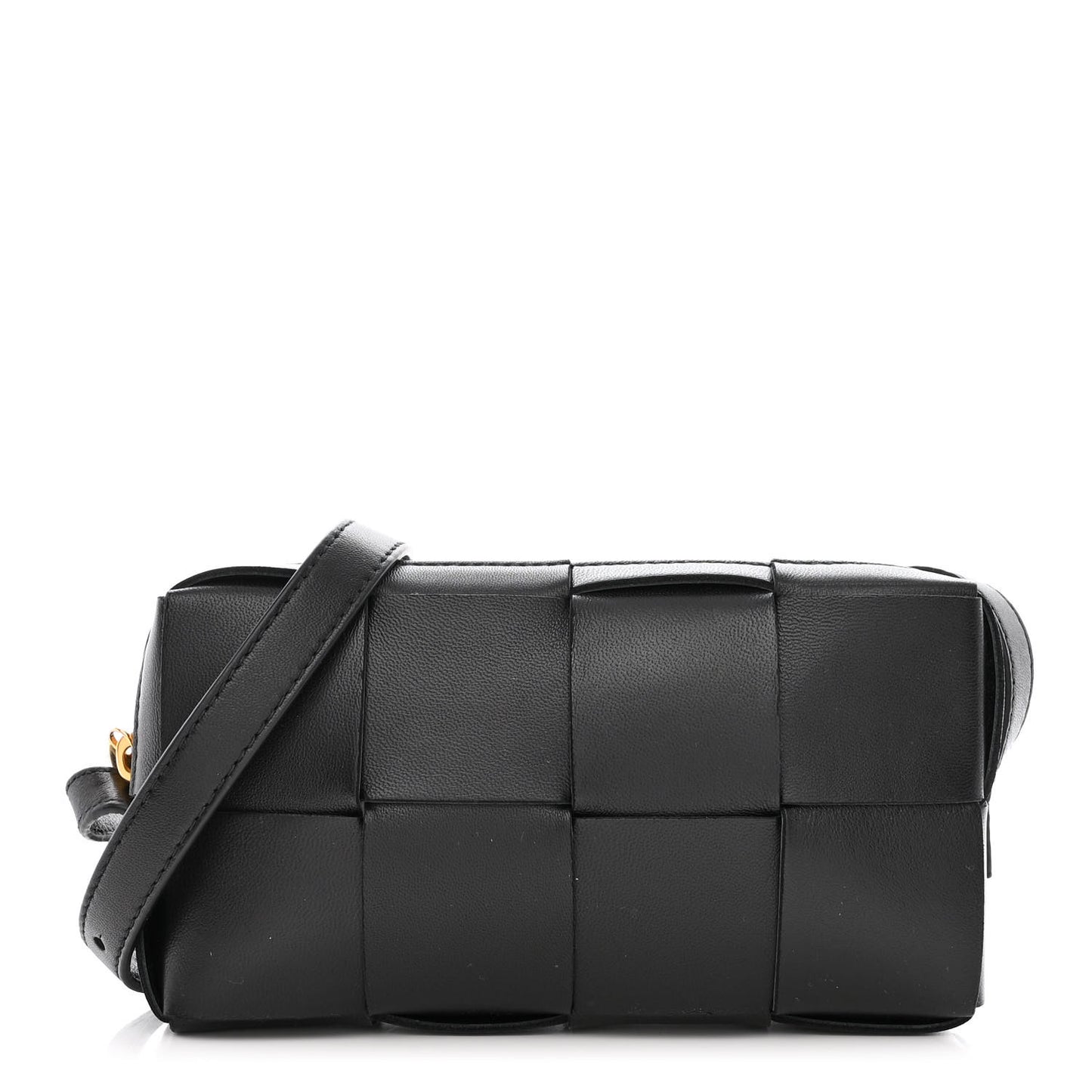 Lambskin Maxi Intreccio Cassette Phone Pouch Crossbody Bag Black