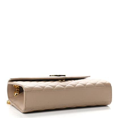 Saint Laurent Grain De Poudre Textured Mixed Matelasse Medium Triquilt Monogram Satchel Dark Beige 3 of 9