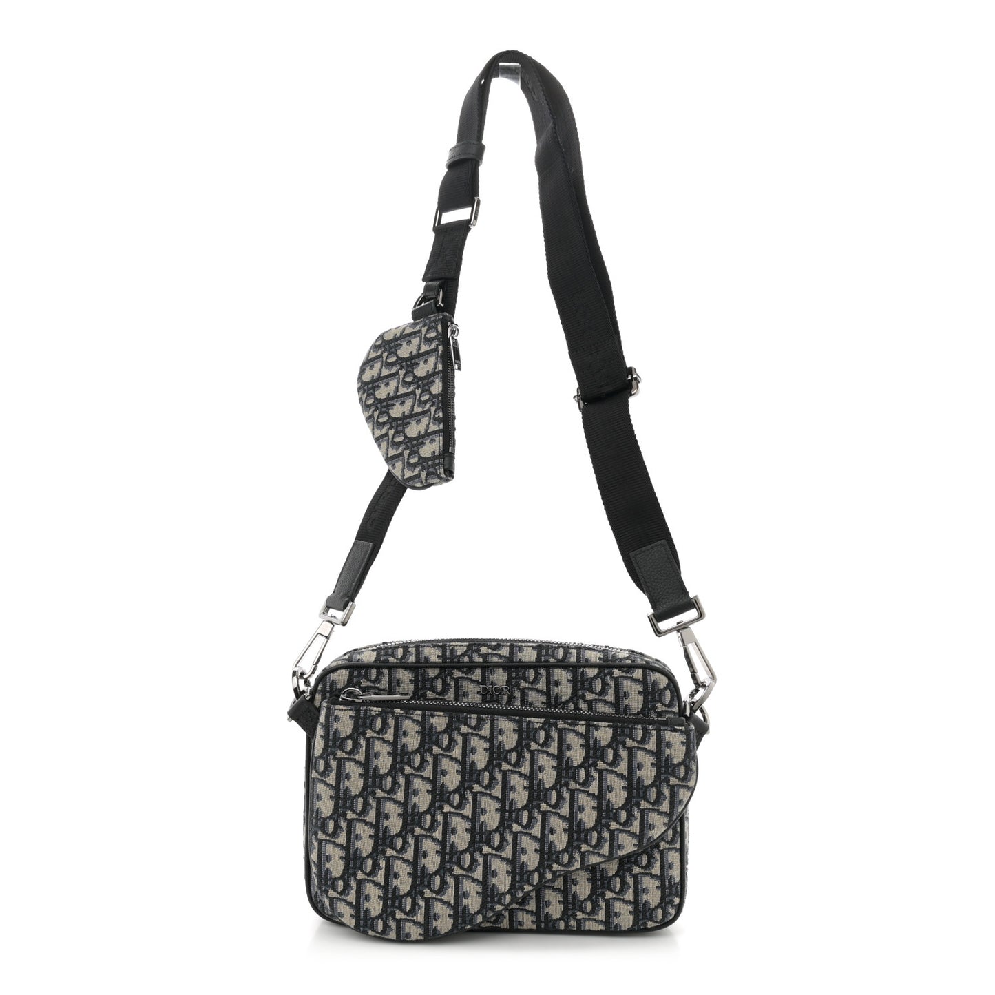 Oblique Saddle Triple Pouch Navy Blue