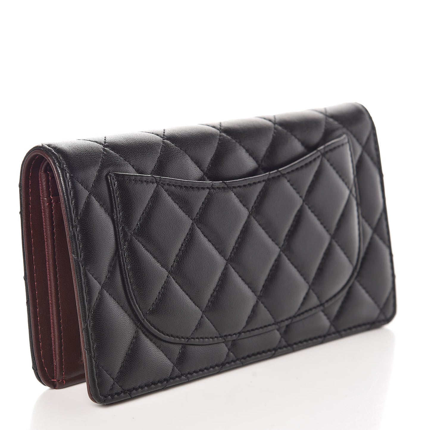 Lambskin Quilted Yen Wallet Black