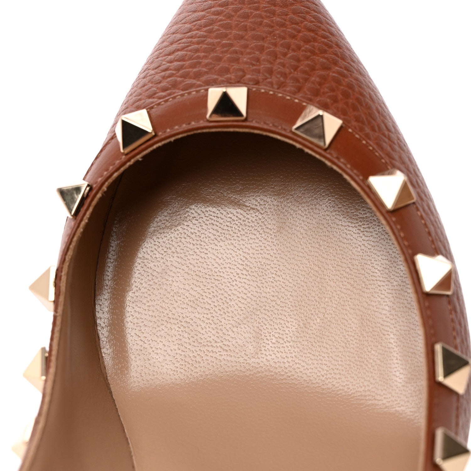 Valentino Garavani Pebbled Calfskin Rockstud 85mm Pumps 37 Cuoio 10 of 16