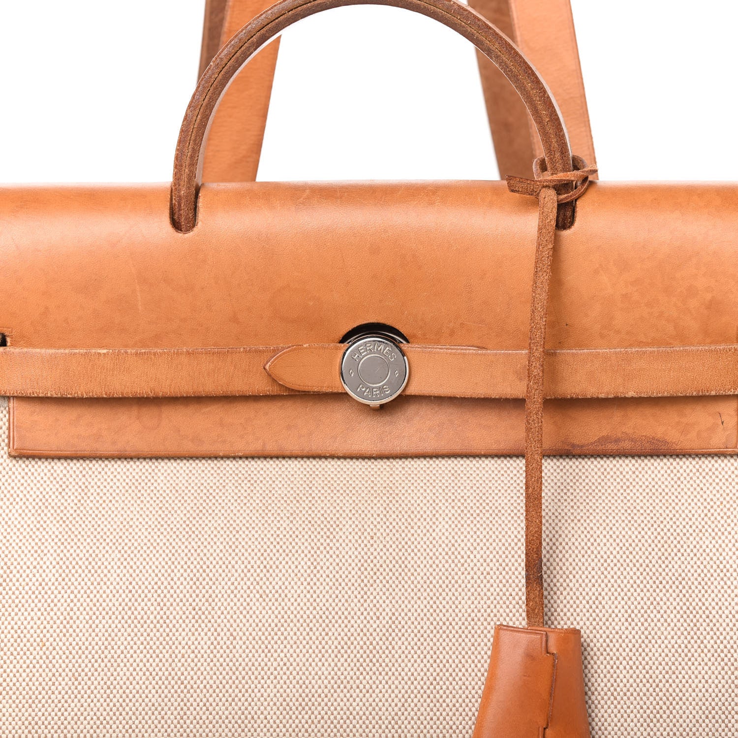 Hermes Toile Vache Calfskin Herbag 30 PM Backpack Natural 10 of 10