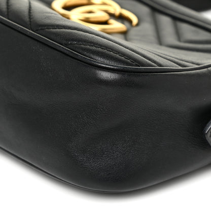 Gucci Calfskin Matelasse Small GG Marmont Chain Shoulder Bag Black 9 of 12