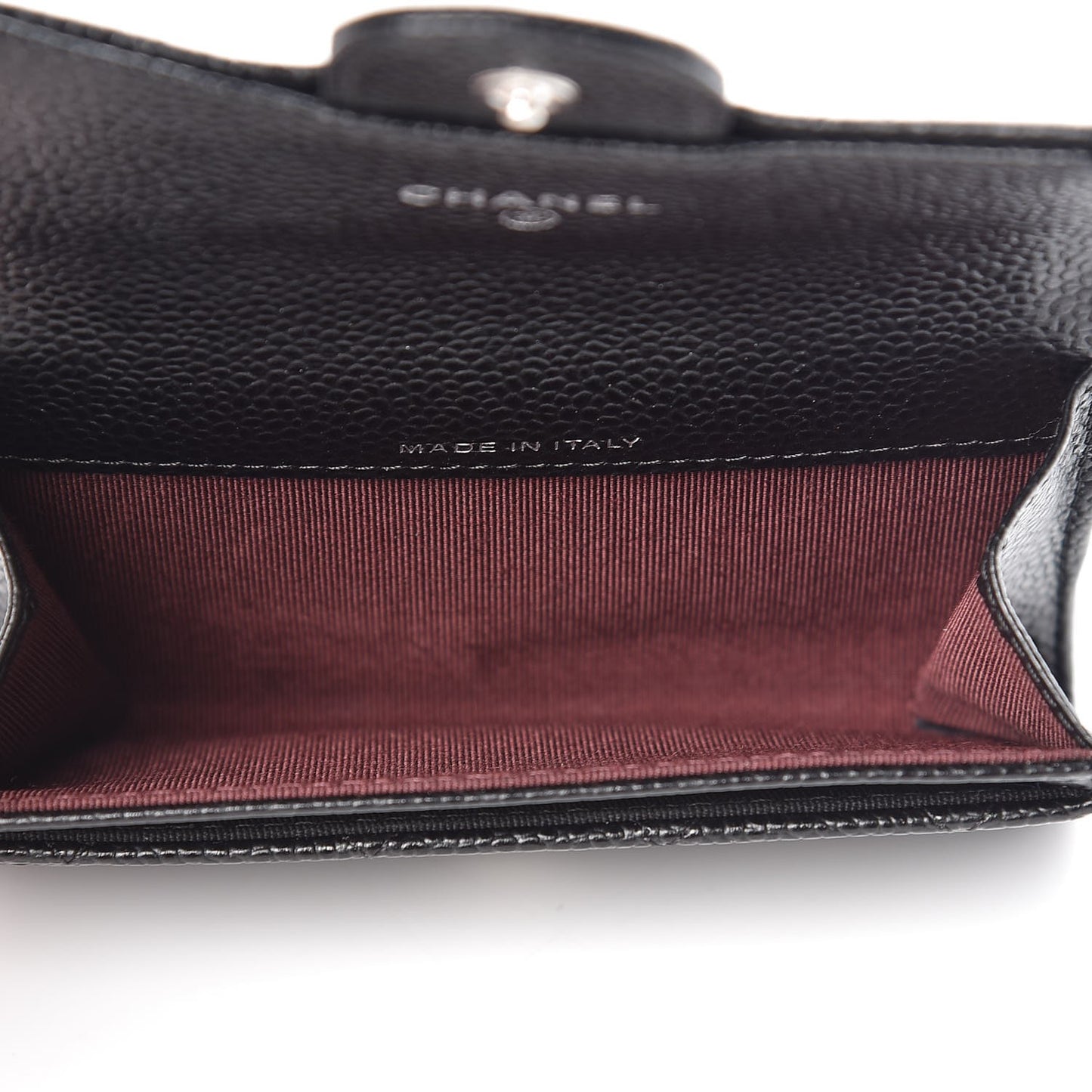 Caviar Quilted Flap Card Holder Black