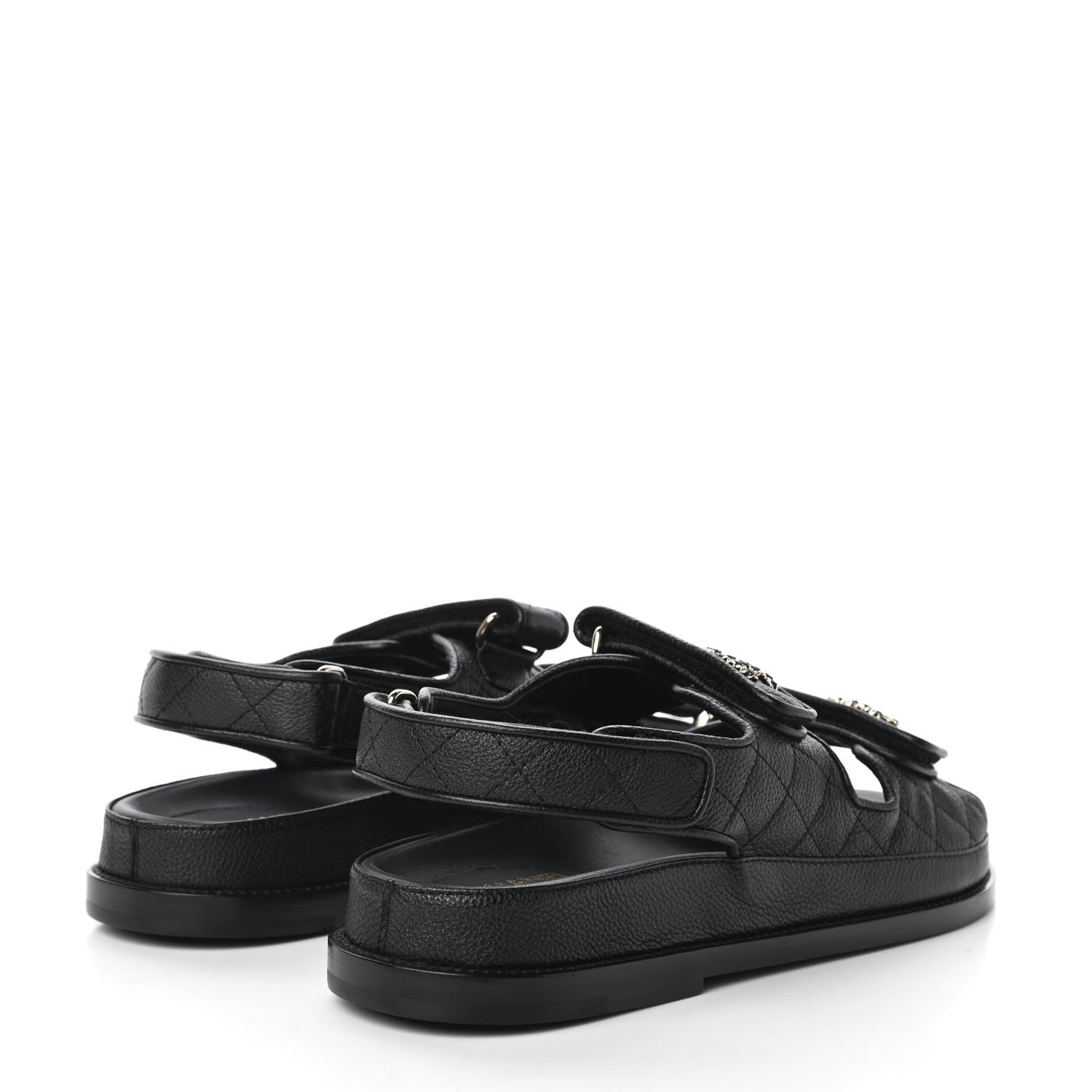 Chanel Grained Calfskin Velcro Dad Sandals 38.5 Black 4 of 9