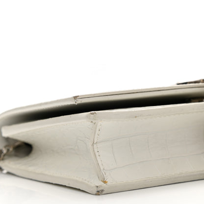 Saint Laurent Calfskin Crocodile Embossed Kate Monogram Tassel Chain Wallet Crema Soft 9 of 13