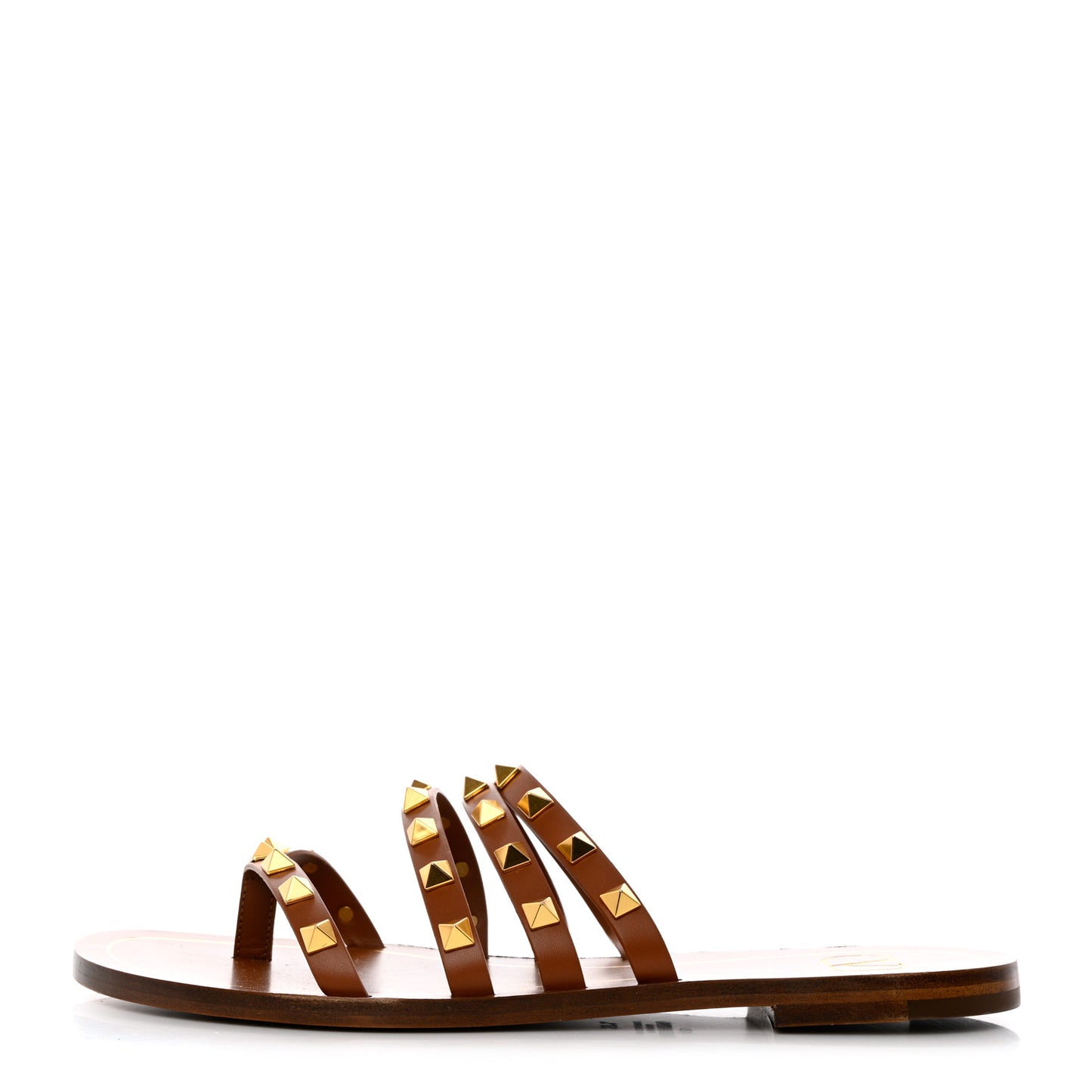 Calfskin Rockstud Flair Flat Thong Sandals 37.5 Selleria