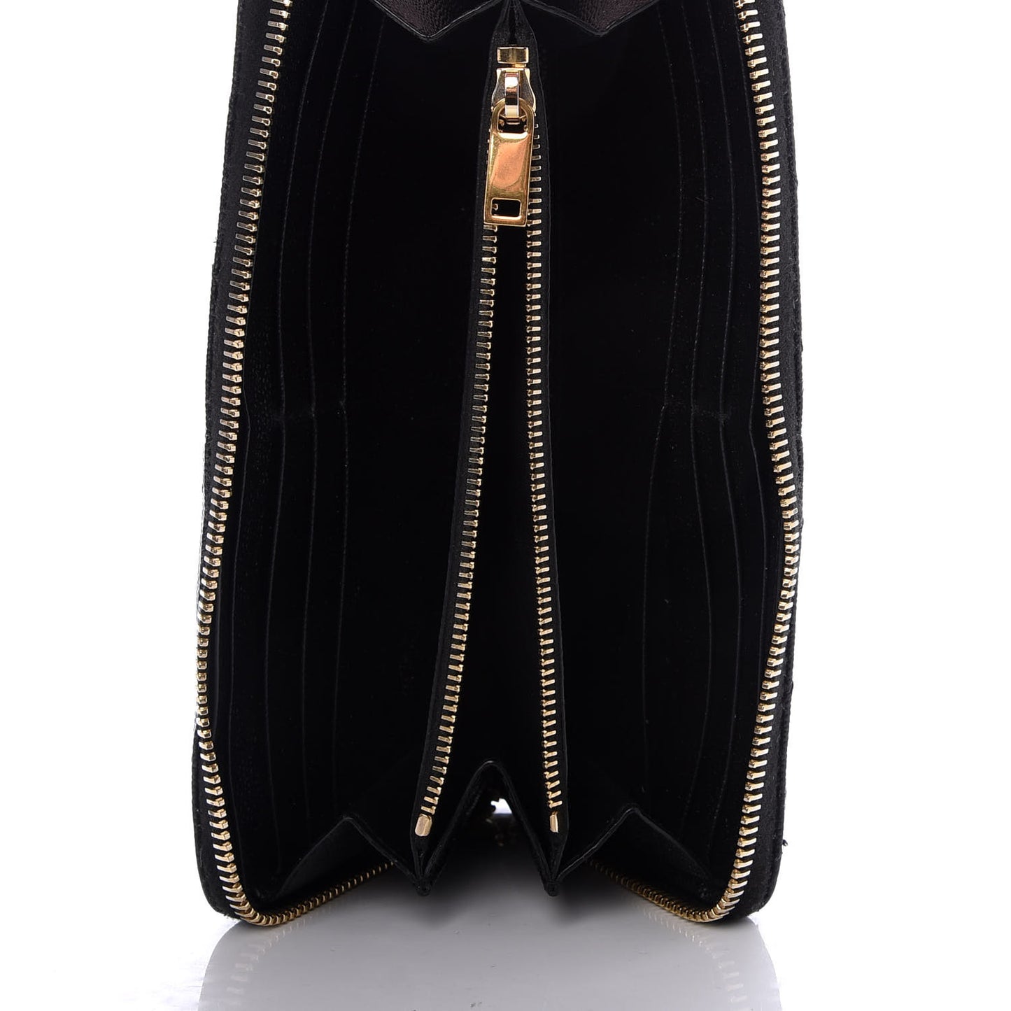 Grain De Poudre Matelasse Chevron Monogram Zip Around Wallet Black
