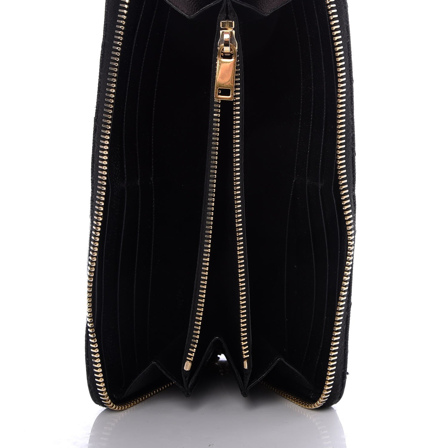 Saint Laurent Grain De Poudre Matelasse Chevron Monogram Zip Around Wallet Black 5 of 8