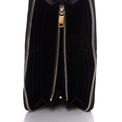 Saint Laurent Grain De Poudre Matelasse Chevron Monogram Zip Around Wallet Black 5 of 8