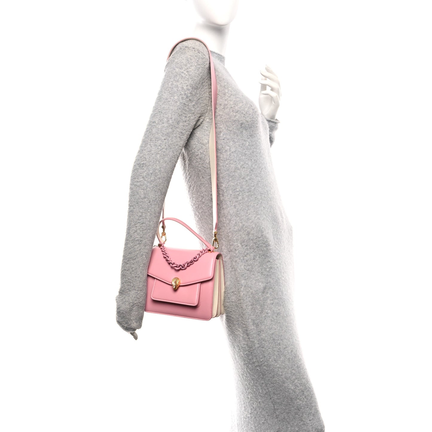 Calfskin Serpenti Forever Top Handle Pink