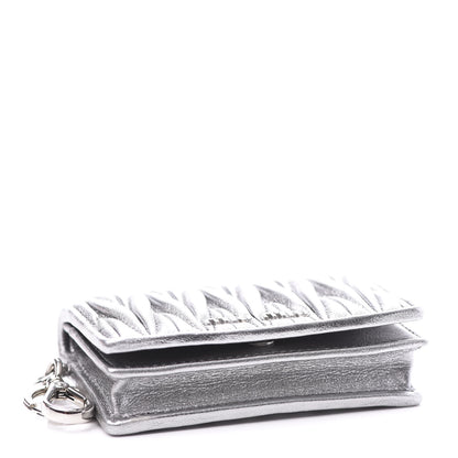 Miu Miu Metallic Nappa Matelasse Compact Wallet Chrome 3 of 8