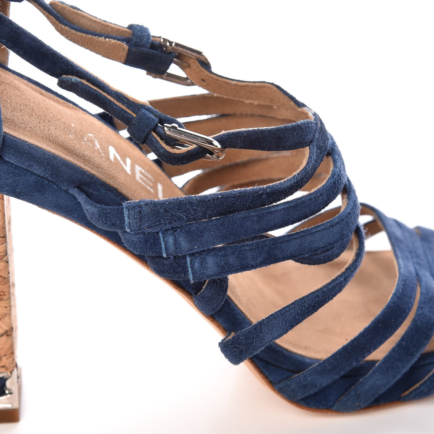 Chanel Suede Cork Sandals 37 Dark Blue 14 of 19