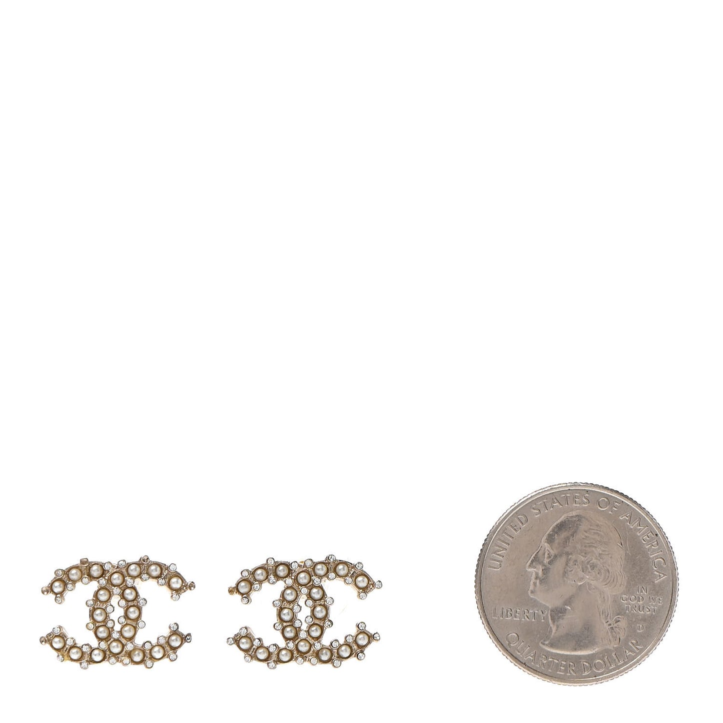 Crystal Pearl CC Earrings Gold