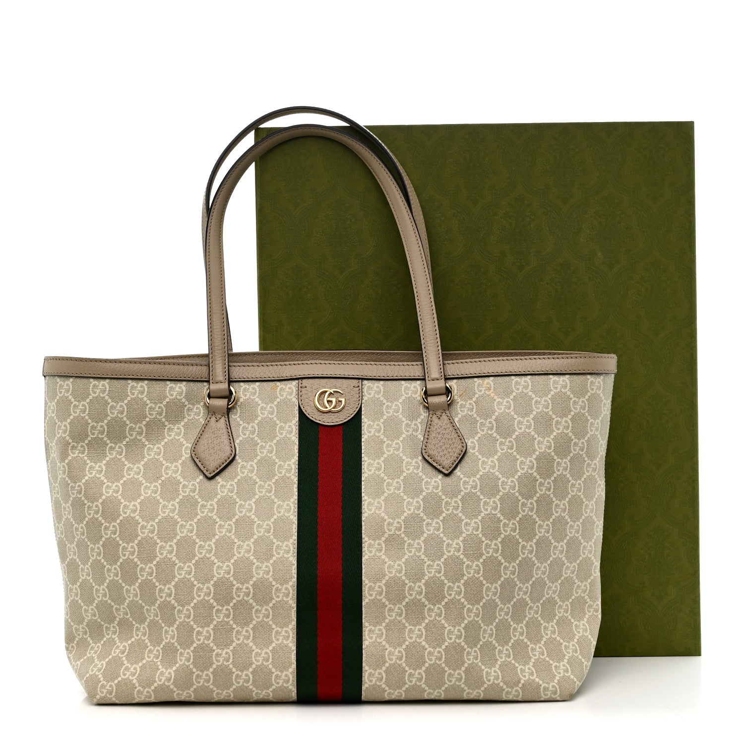 Gucci GG Supreme Monogram Textured Dollar Calfskin Web Medium