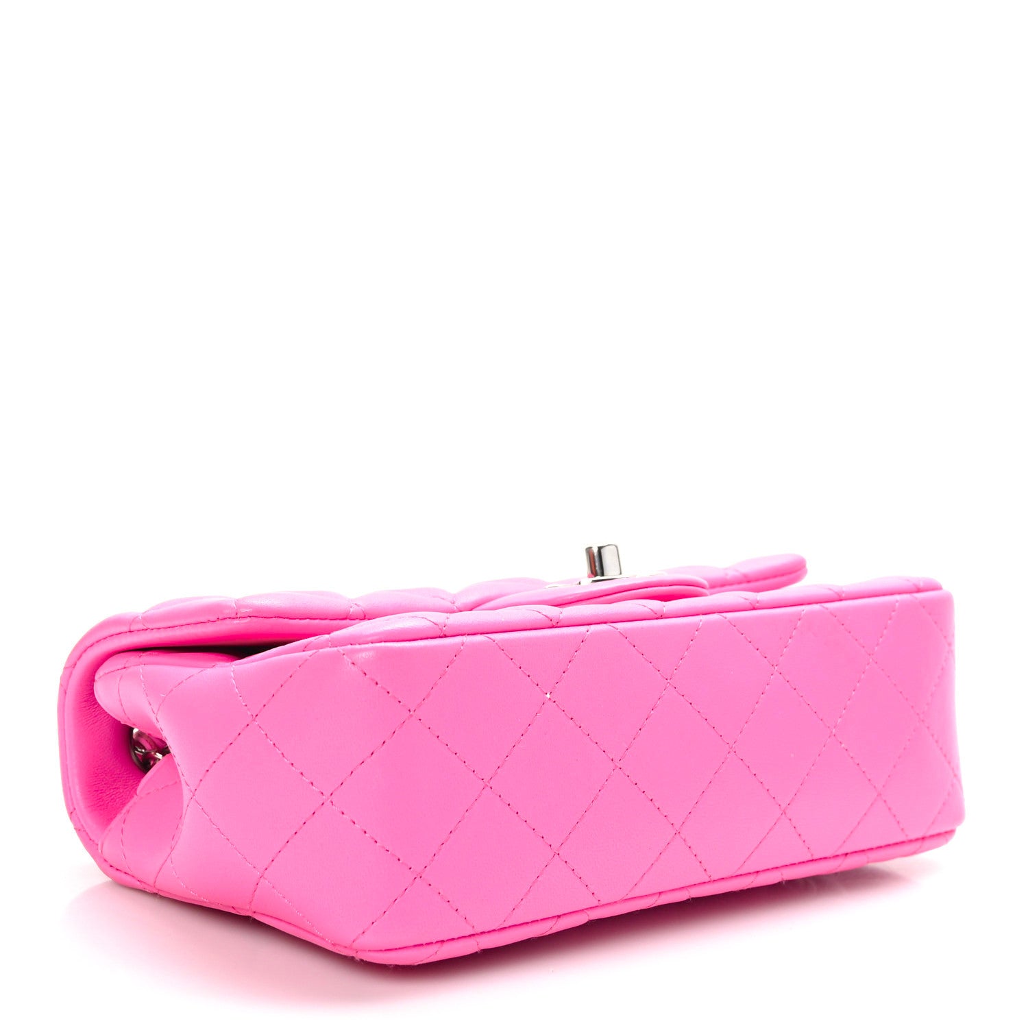 Chanel Lambskin Quilted Mini Rectangular Flap Neon Pink 4 of 10