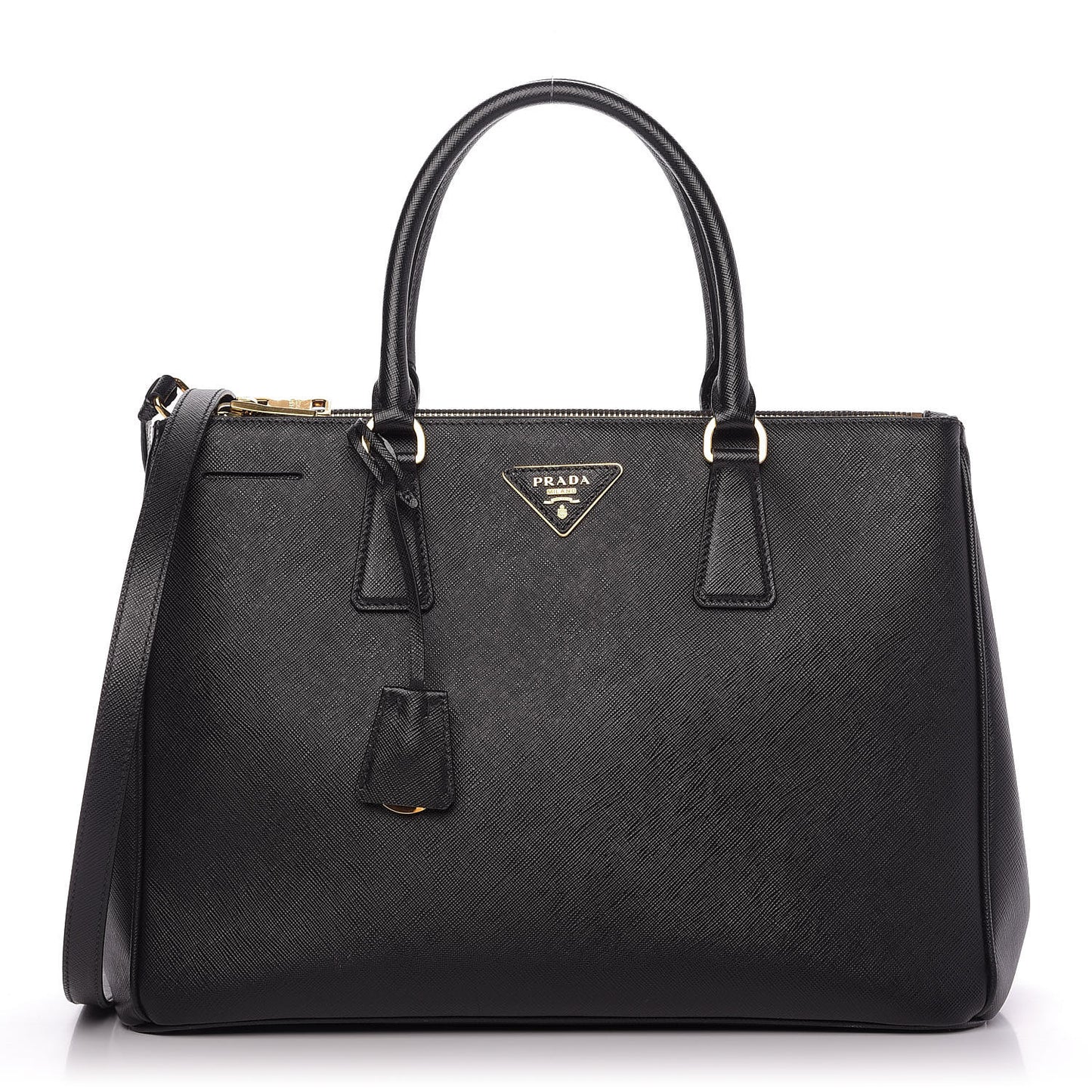 Saffiano Medium Galleria Double Zip Tote Black