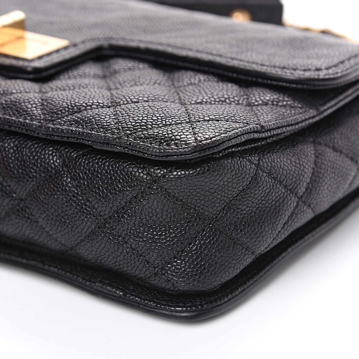 Caviar Quilted Medium Mademoiselle Flap Black