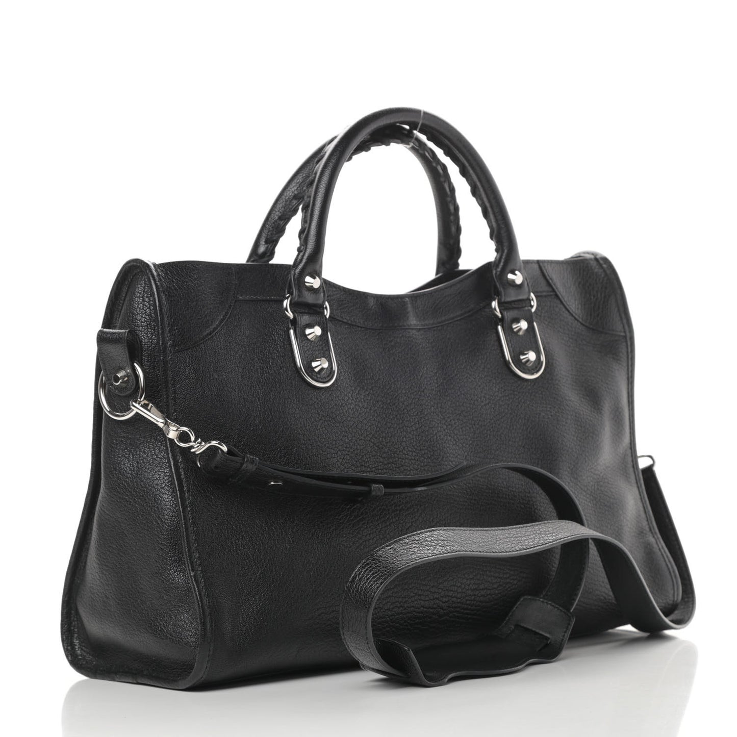 Chevre Silver Metallic Edge Hardware City Black