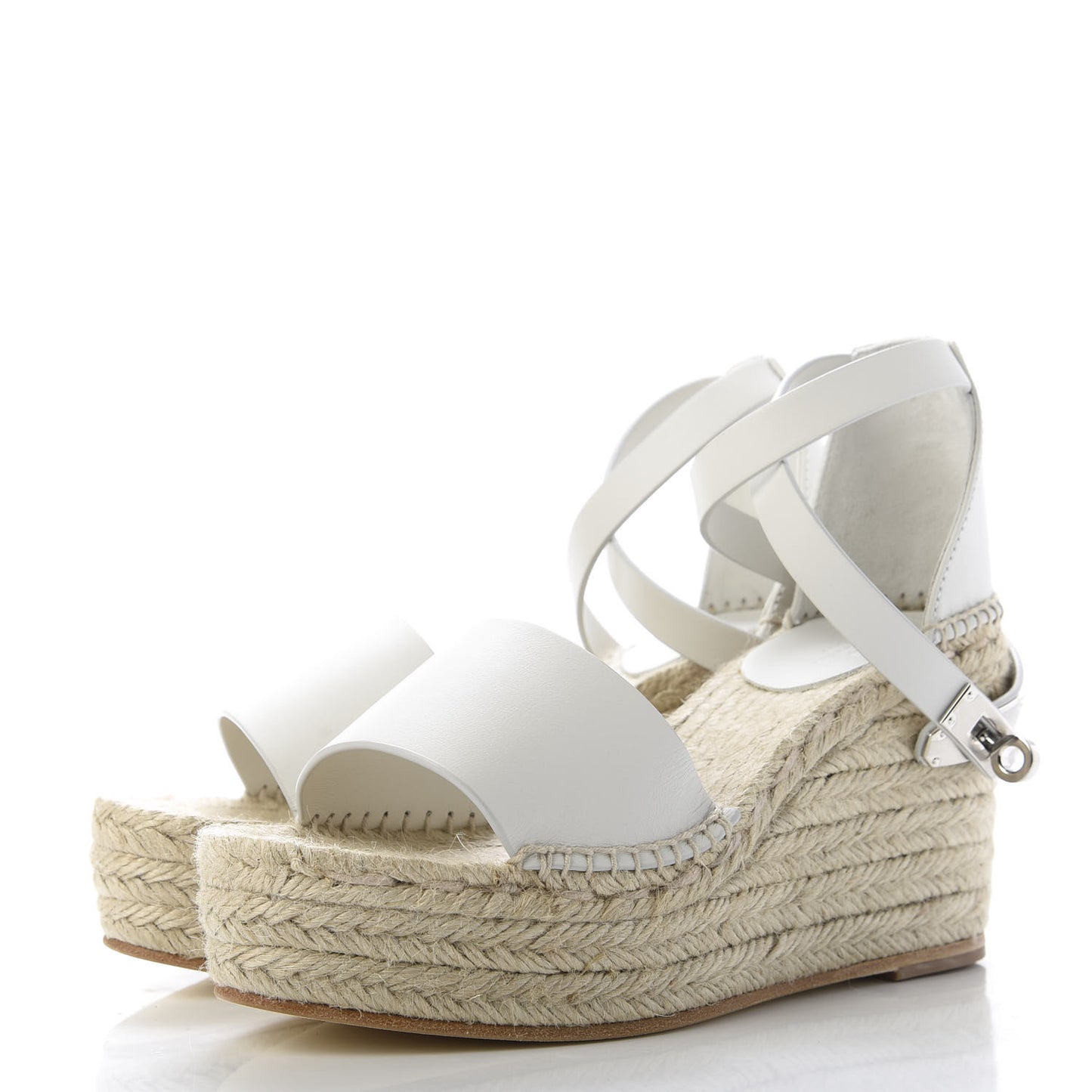 Calfskin Tivoli Espadrille Wedge Sandals 36 White
