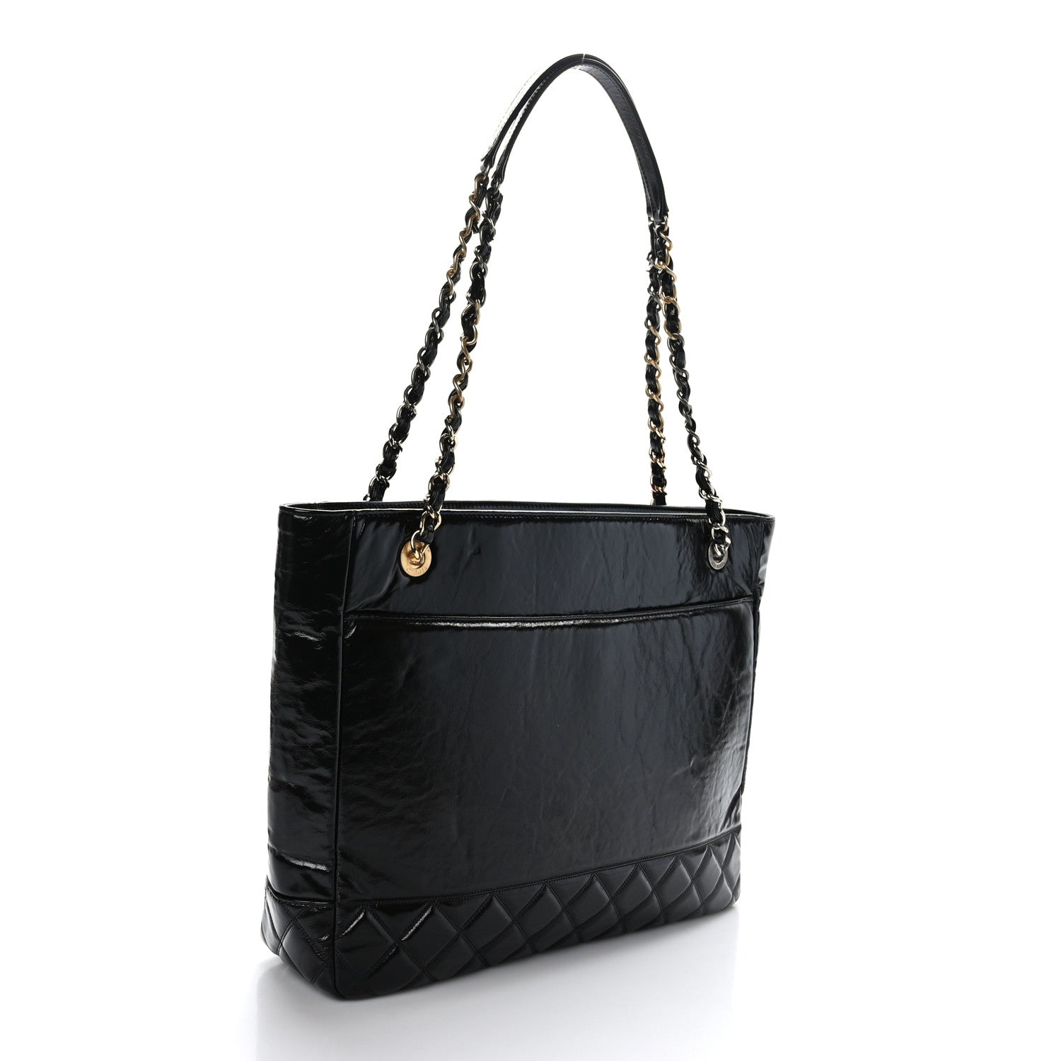 Chanel Shiny Aged Calfskin Quilted Large Shopping Bag Black 3 of 9